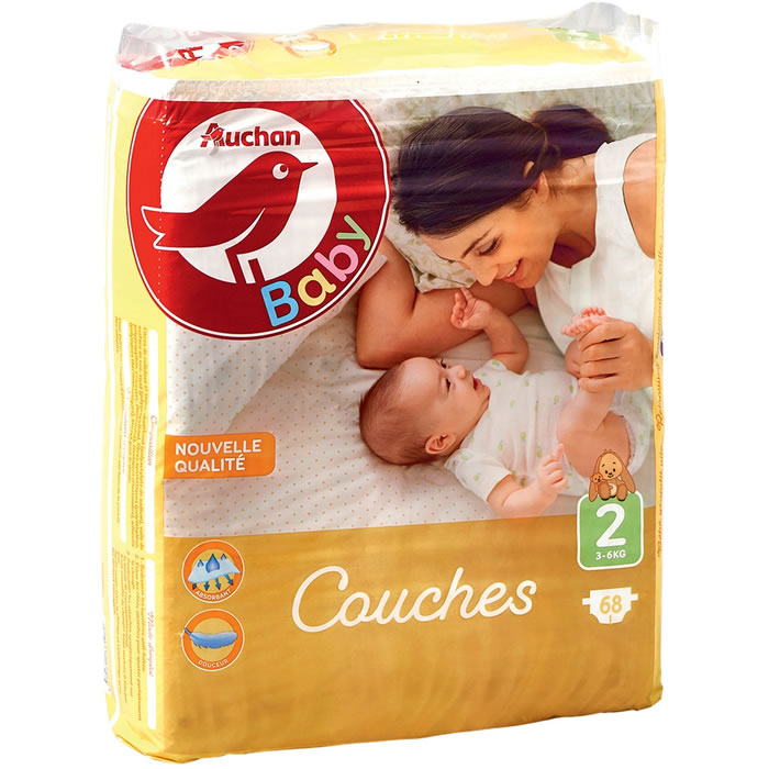 AUCHAN Baby Couches taille 2 (3-6 kg)