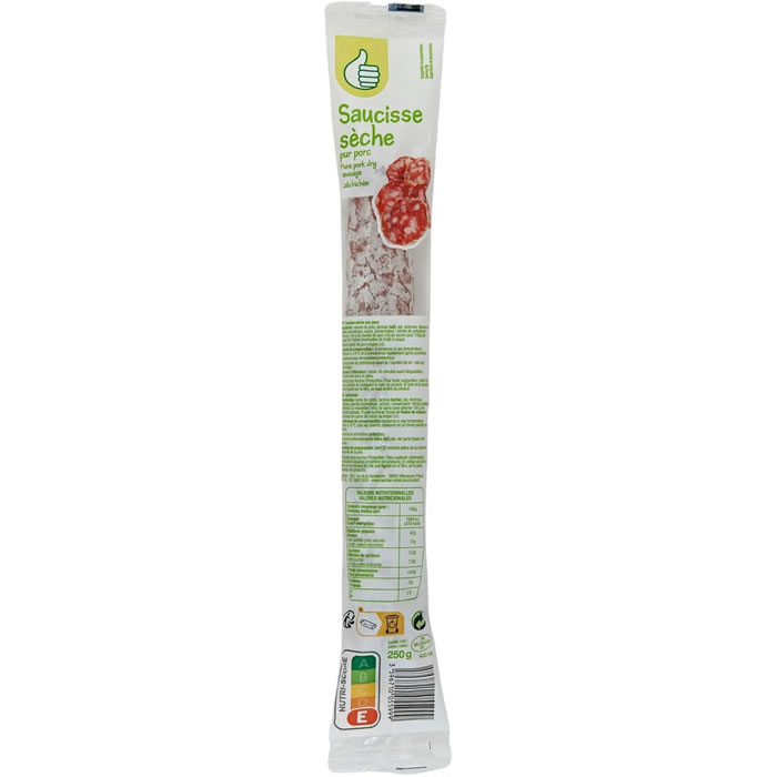 AUCHAN Essentiel Saucisse sèche droite