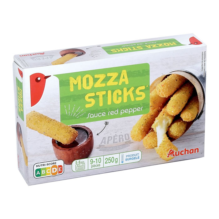 AUCHAN Mozza sticks Bâtonnets de mozzarella préfrits sauce piment rouge