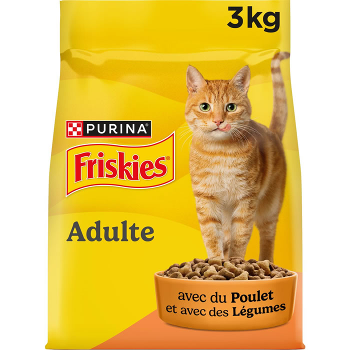 PURINA Friskies Croquettes au poulet et légumes pour chat adulte
