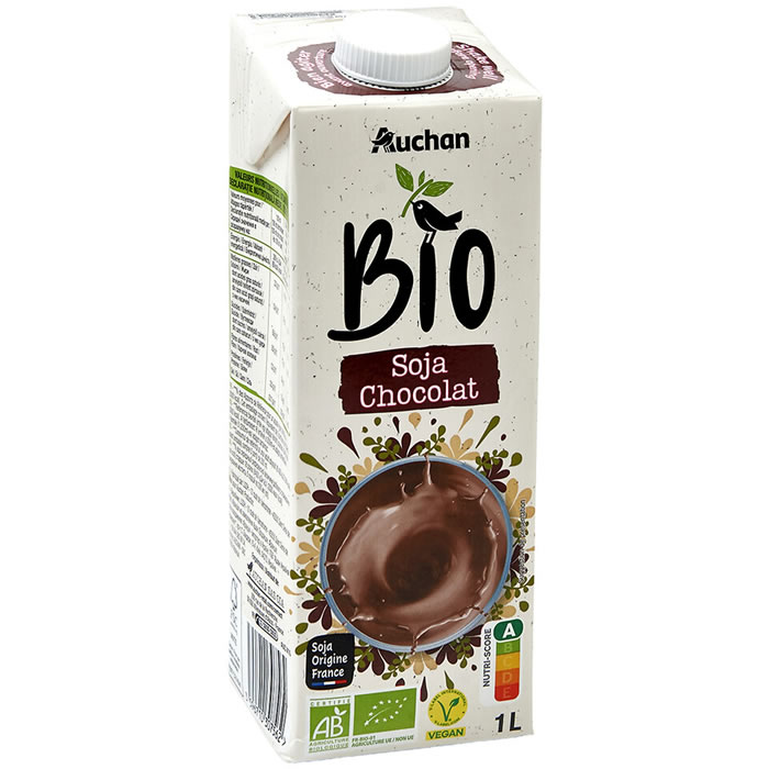 AUCHAN Boisson végétale au soja et chocolat bio UHT