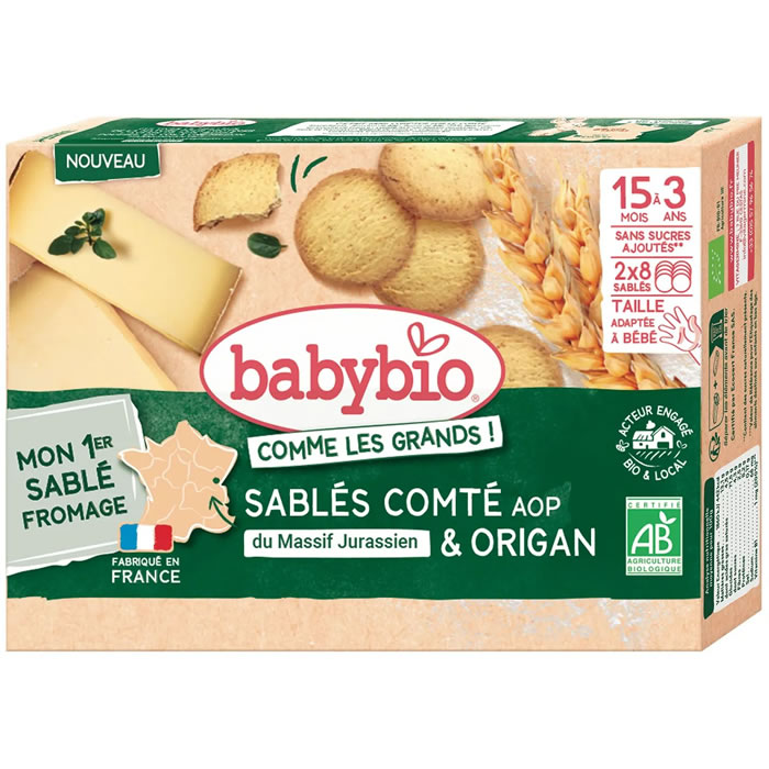 BABYBIO Comme Les Grands ! Sablés salés au comté AOP et origan dès 15 mois bio