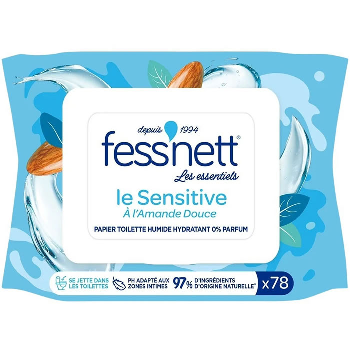 FESS'NETT Sensitive Lingettes papier toilette à l'amande douce