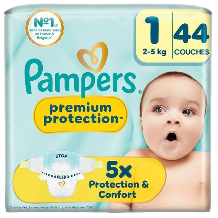 PAMPERS Premium Protection Couches taille 1 (2-5 kg)