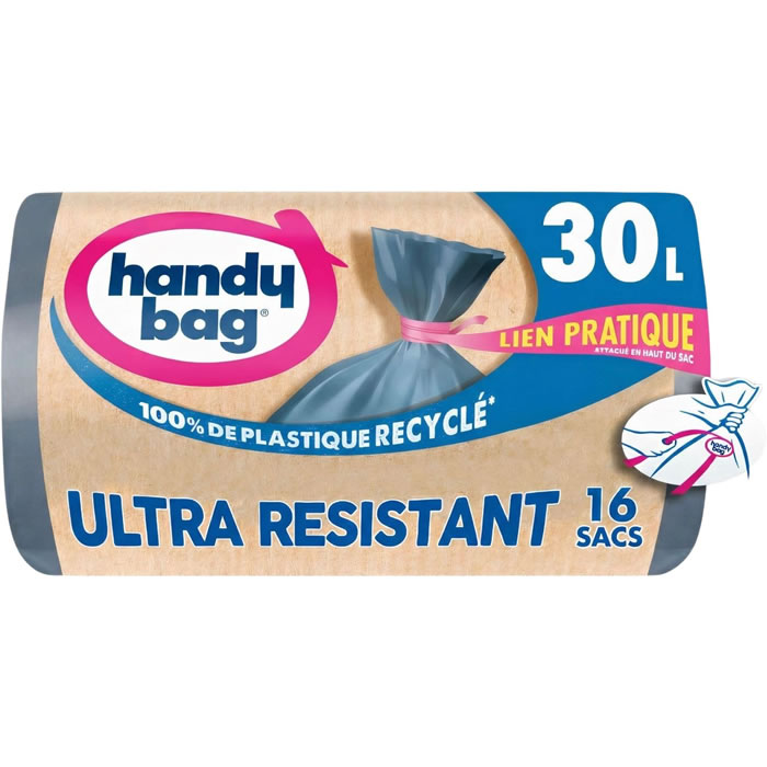 HANDY BAG Ultra Résistant Sacs poubelle à liens coulissants 30L