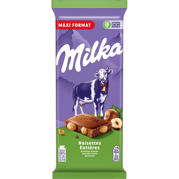 MILKA Tablette de chocolat au lait aux noisettes entières