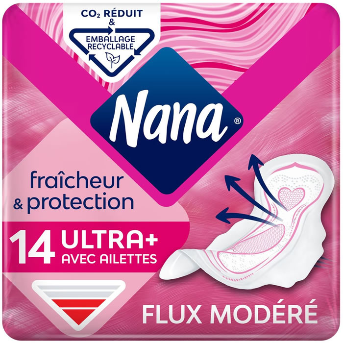 NANA Fraîcheur & Protection Serviettes hygiéniques avec ailettes ultra +