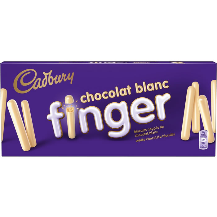 CADBURY Fingers Bâtonnets nappés de chocolat blanc
