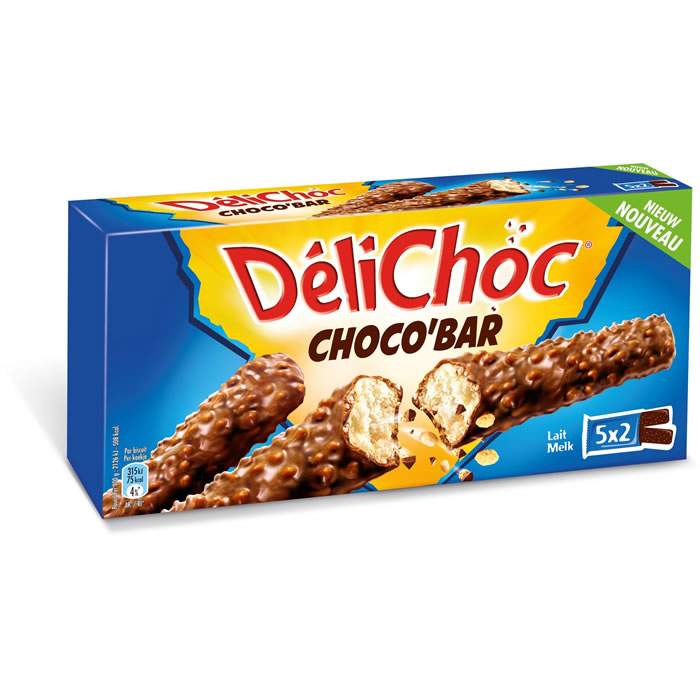 DELICHOC Choco'Bar Barres enrobées de chocolat et riz soufflé