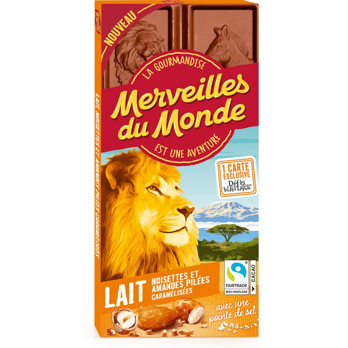 MERVEILLES DU MONDE Tablette de chocolat au lait, noisettes, amande caramélisée