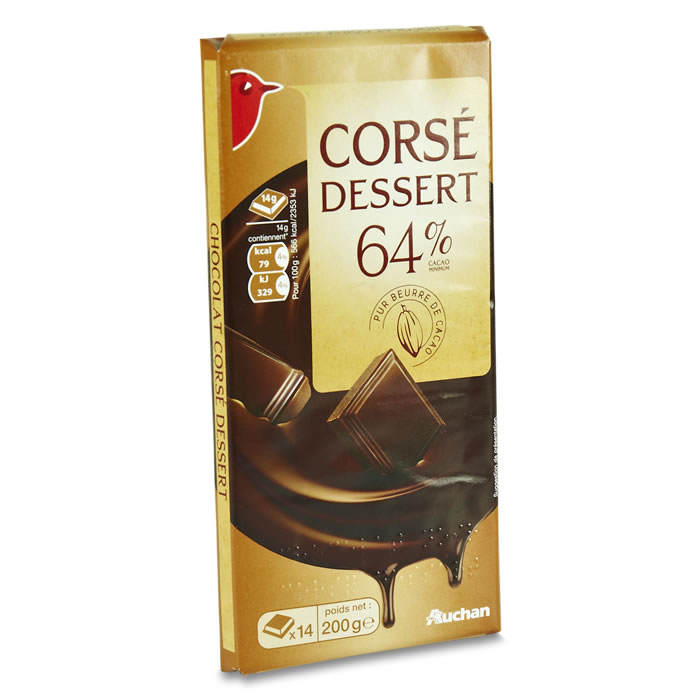 AUCHAN Dessert Tablette de chocolat noir pâtissier