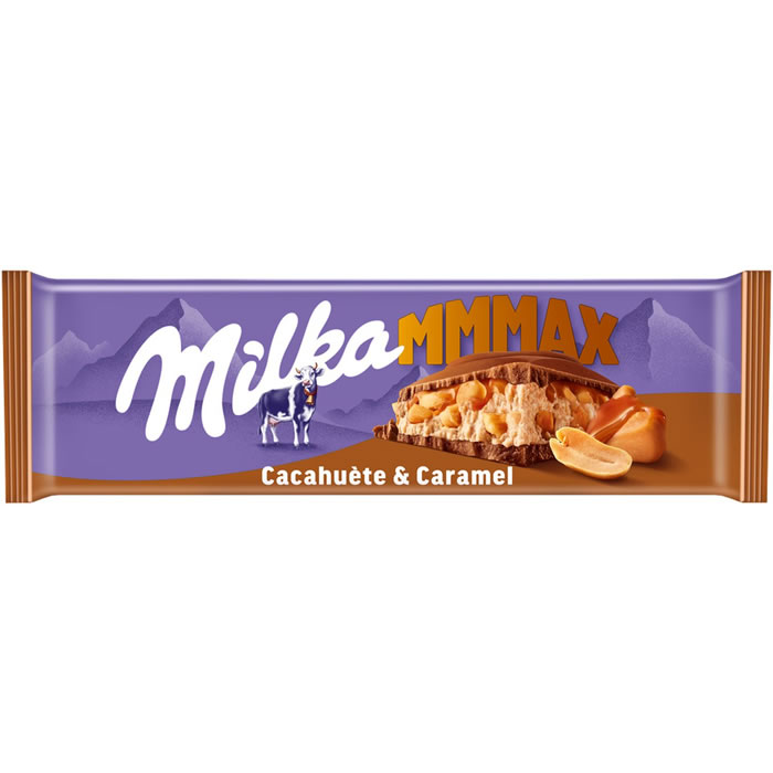 MILKA Mmmax Tablette de chocolat au lait aux cacahuètes et caramel