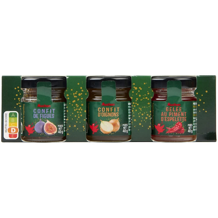 AUCHAN Coffret de 3 confits spécial foie gras