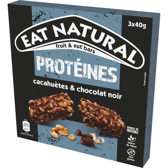 EAT NATURAL Barres protéinées à la cacahuète et chocolat noir
