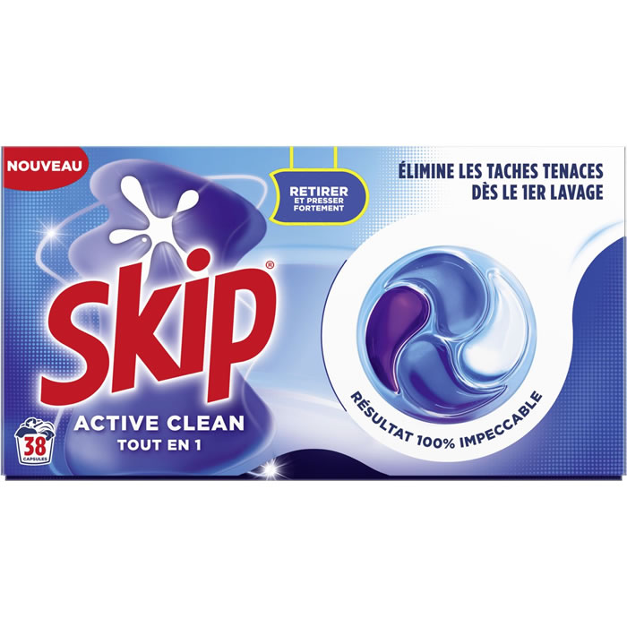 SKIP Active Clean Lessive capsules tout en 1