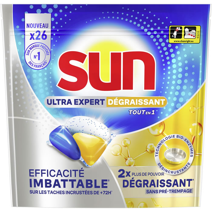 SUN Ultra Expert Capsules lave-vaisselle dégraissantes tout en 1 citron