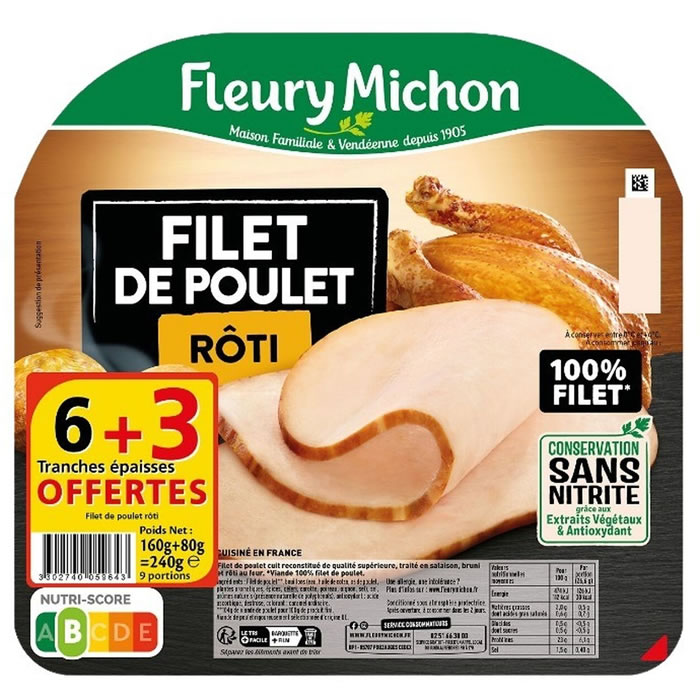 FLEURY MICHON Filet de poulet rôti sans nitrite
