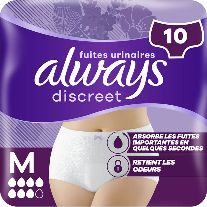 ALWAYS Discreet Culottes absorbantes femme pour fuites urinaires taille M