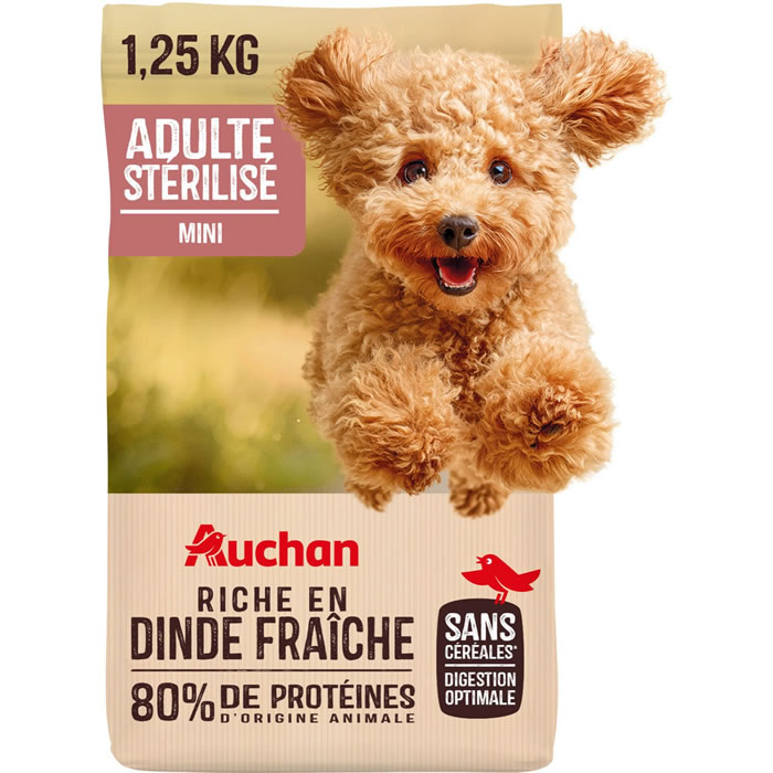 AUCHAN Croquettes à la dinde pour petit chien adulte stérilisé