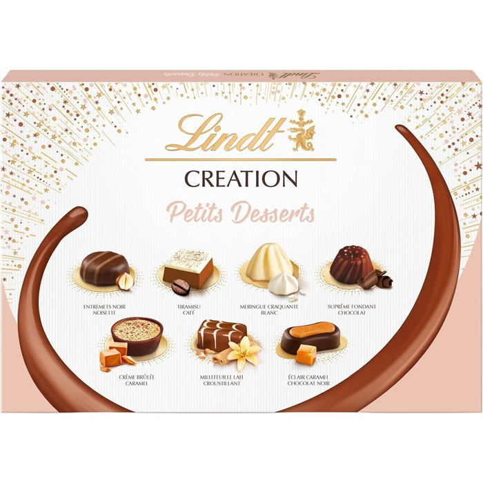 LINDT Petits Desserts Bouchées au chocolat au lait, noir et blanc