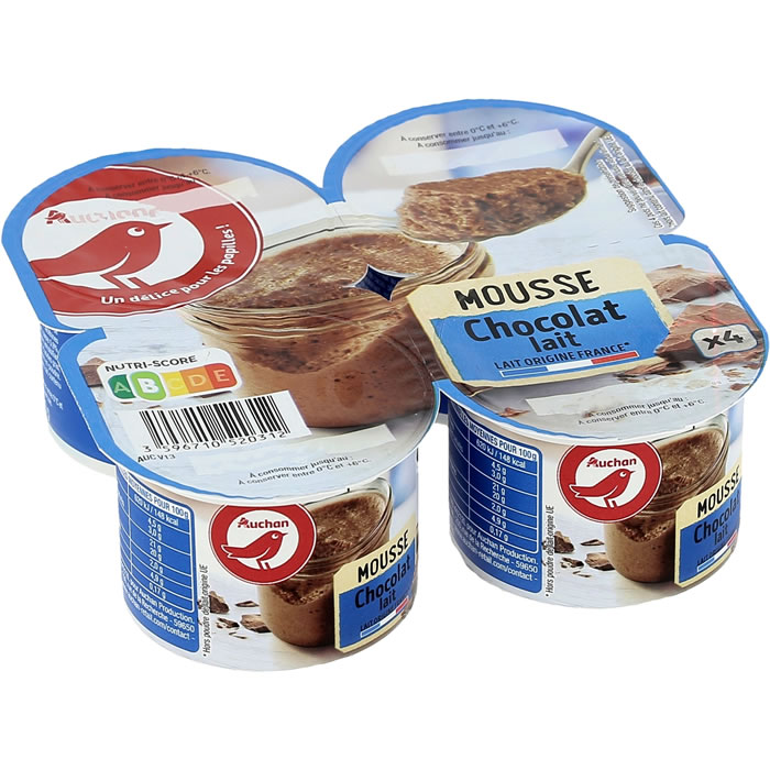 AUCHAN Mousse au chocolat au lait