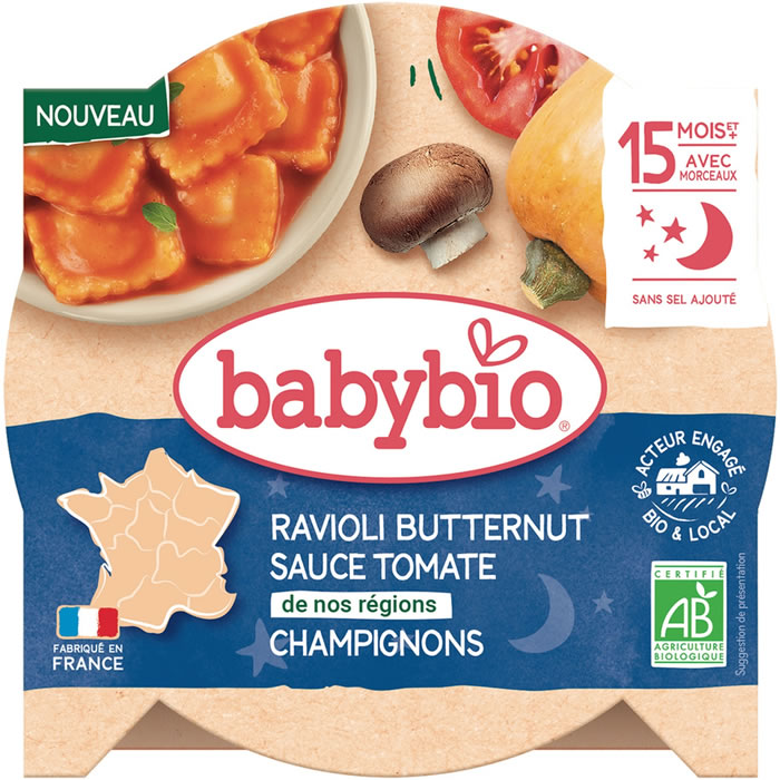 BABYBIO Ravioli au butternut champignon sauce tomate dès 15 mois bio