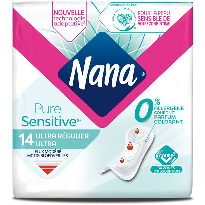 NANA Pure Sensitive Serviettes hygiéniques sans ailettes ultra normal