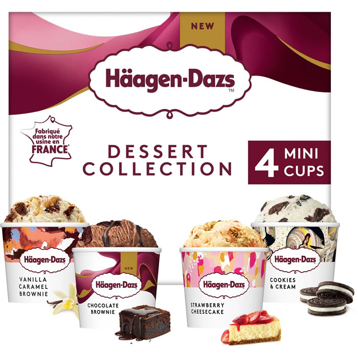 HÄAGEN-DAZS Mini crème glacée vaille, brownie, cookies et fraise