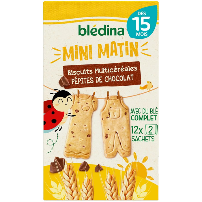 BLEDINA Mini Matin Biscuits multicéréales aux pépites de chocolats dès 15 mois