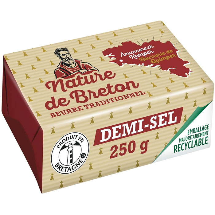 NATURE DE BRETON Beurre traditionnel demi-sel 80% M.G