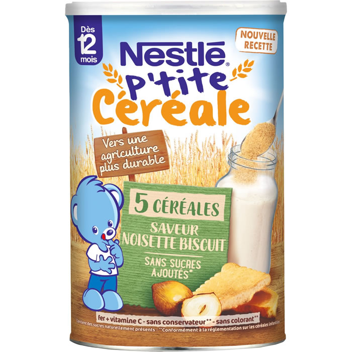 NESTLE P'tite Céréale Céréales en poudre noisette et biscuit dès 12 mois