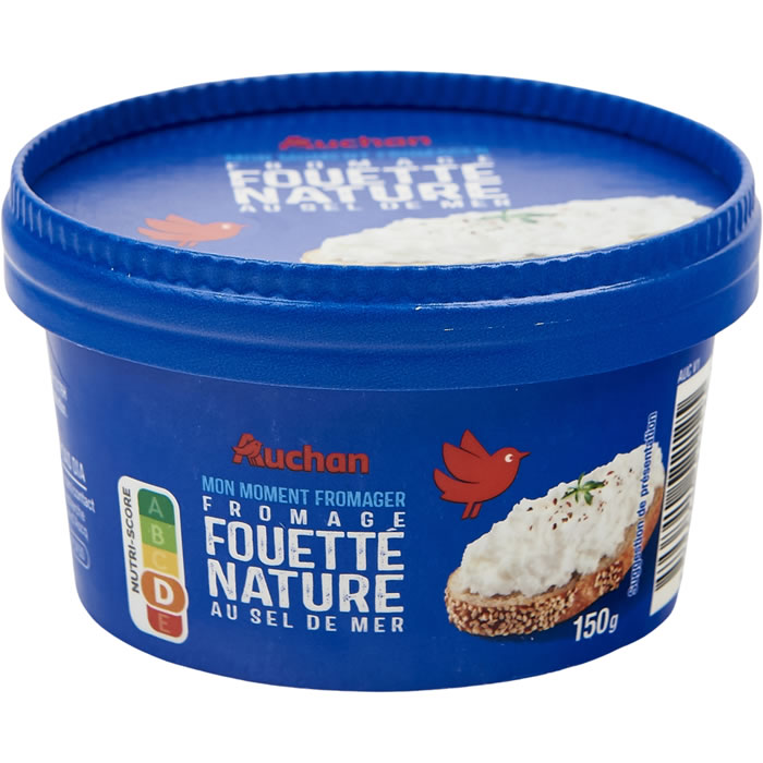 AUCHAN Fromage frais fouetté nature au sel de mer