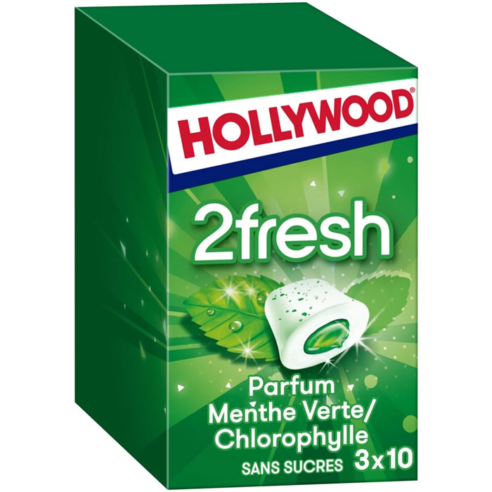 HOLLYWOOD 2 Fresh Chewing-gum à la menthe verte et chlorophylle sans sucres