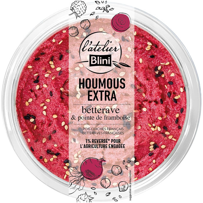 L'ATELIER BLINI Houmous extra Houmous betterave et pointe de framboise