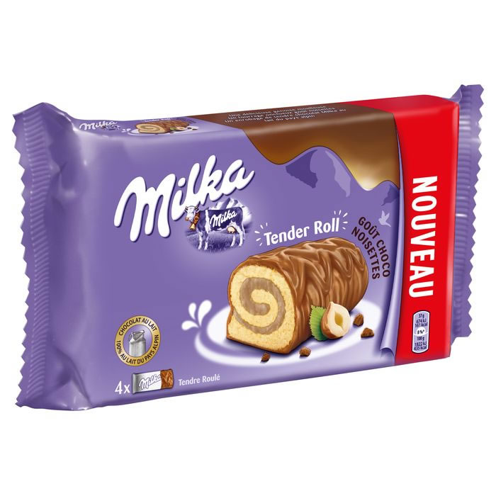 MILKA Tender Roll Mini roulés fourrés au chocolat noisettes