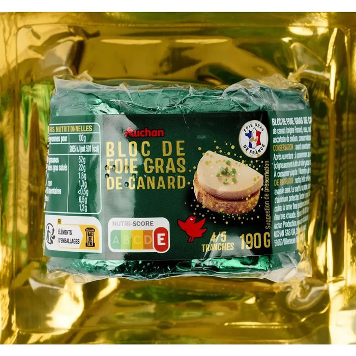 AUCHAN Foie gras de canard en bloc