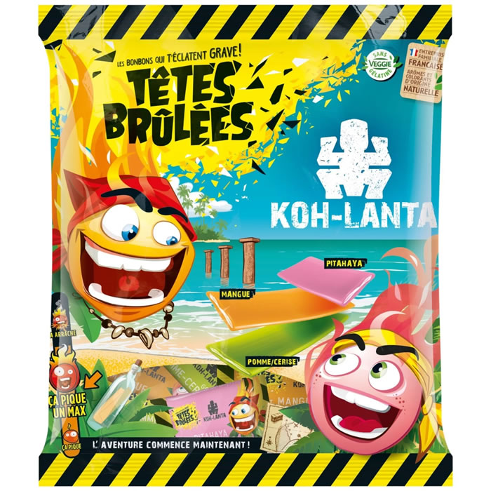 TETES BRULEES Koh-Lanta Bonbons acidulés aromatisés aux fruits