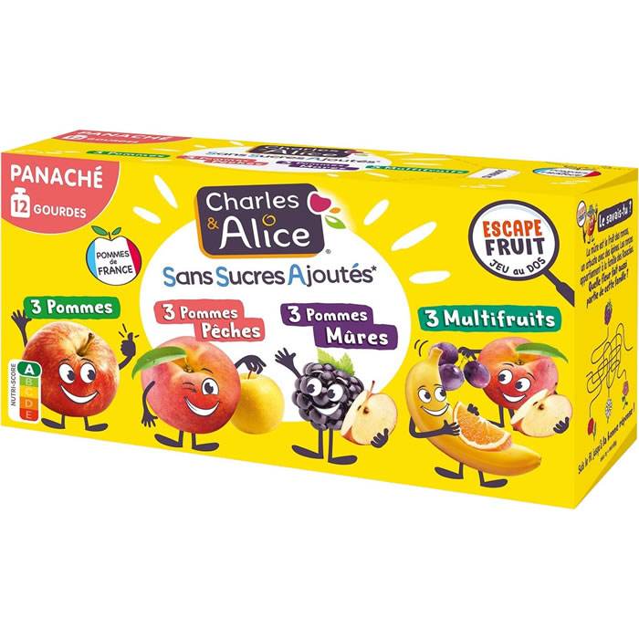 CHARLES&ALICE Dessert pomme, pêche, fruit rouge sans sucres ajoutés