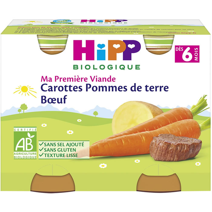 HIPP Carottes, pommes de terre et boeuf bio dès 6 mois