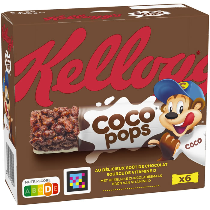 KELLOGG'S Coco Pops Barres céréalières au riz soufflé au chocolat