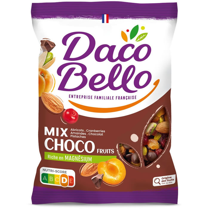 DACO BELLO Mix Choco Fruits Mélange de chocolat, pistaches, cranberries et abricots secs