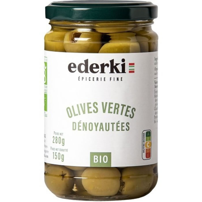 EDERKI Olives vertes dénoyautées bio