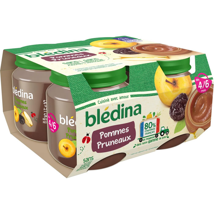 BLEDINA POTS FRUITS Pommes Bananes 4x130g Dès 4/6 Mois - 520 g