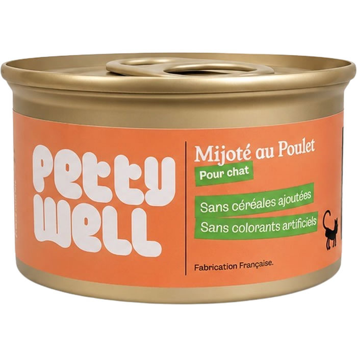 PETTY WELL Pâtée mijoté au poulet et dinde pour chat adulte