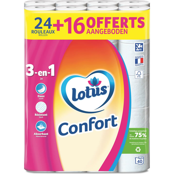 LOTUS Confort Papier toilette aquatube 2 épaisseurs