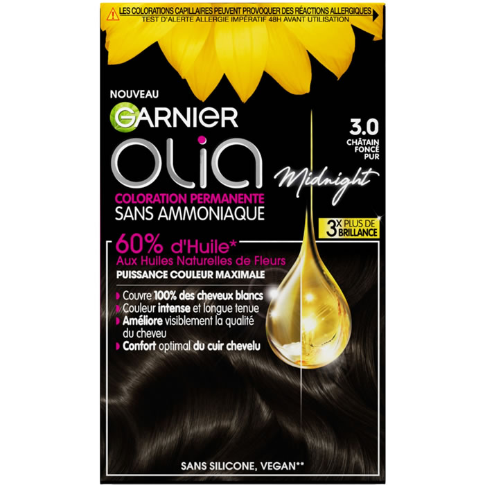 GARNIER Olia Coloration permanente châtain foncé pur 3.0