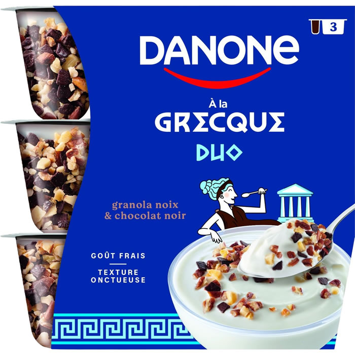 DANONE Yaourts à la grecque, granola, noix et chocolat noir
