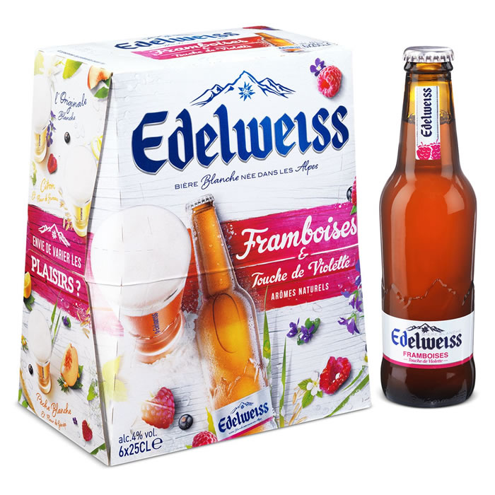 EDELWEISS Bière aromatisée Bière blanche framboises et touche de violette