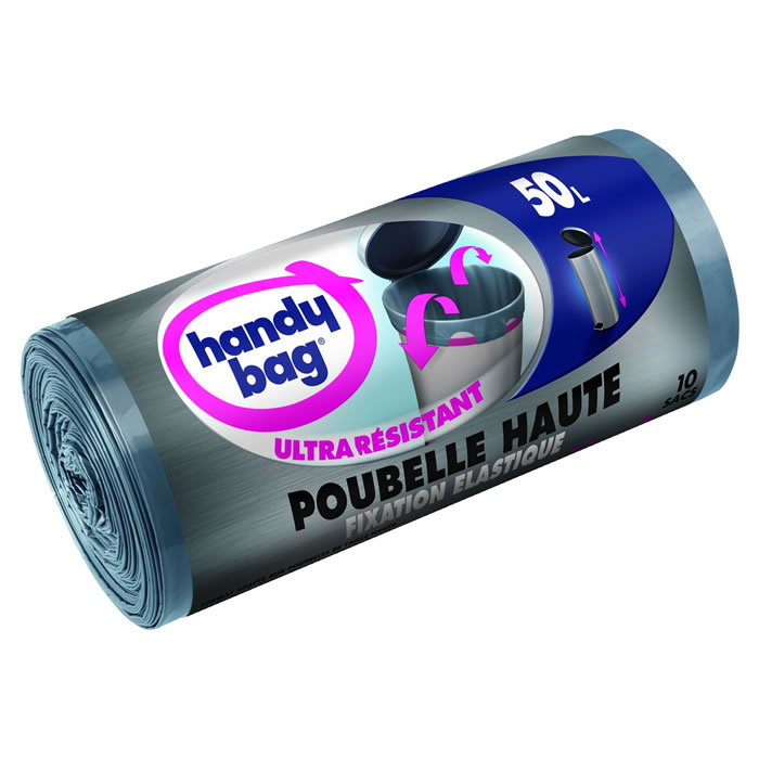 HANDY BAG Poubelle Haute Sacs poubelle à fixations élastiques 50L