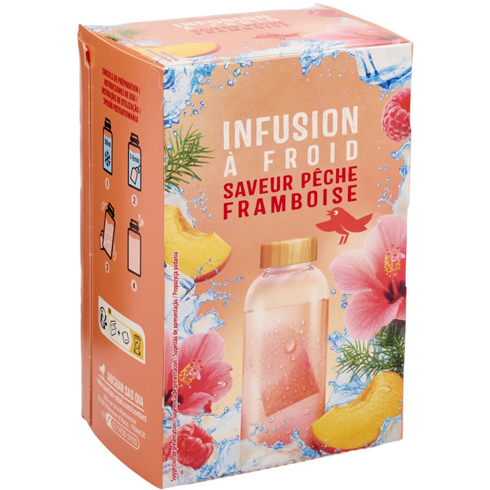 AUCHAN Infusion à froid de pêche et framboise
